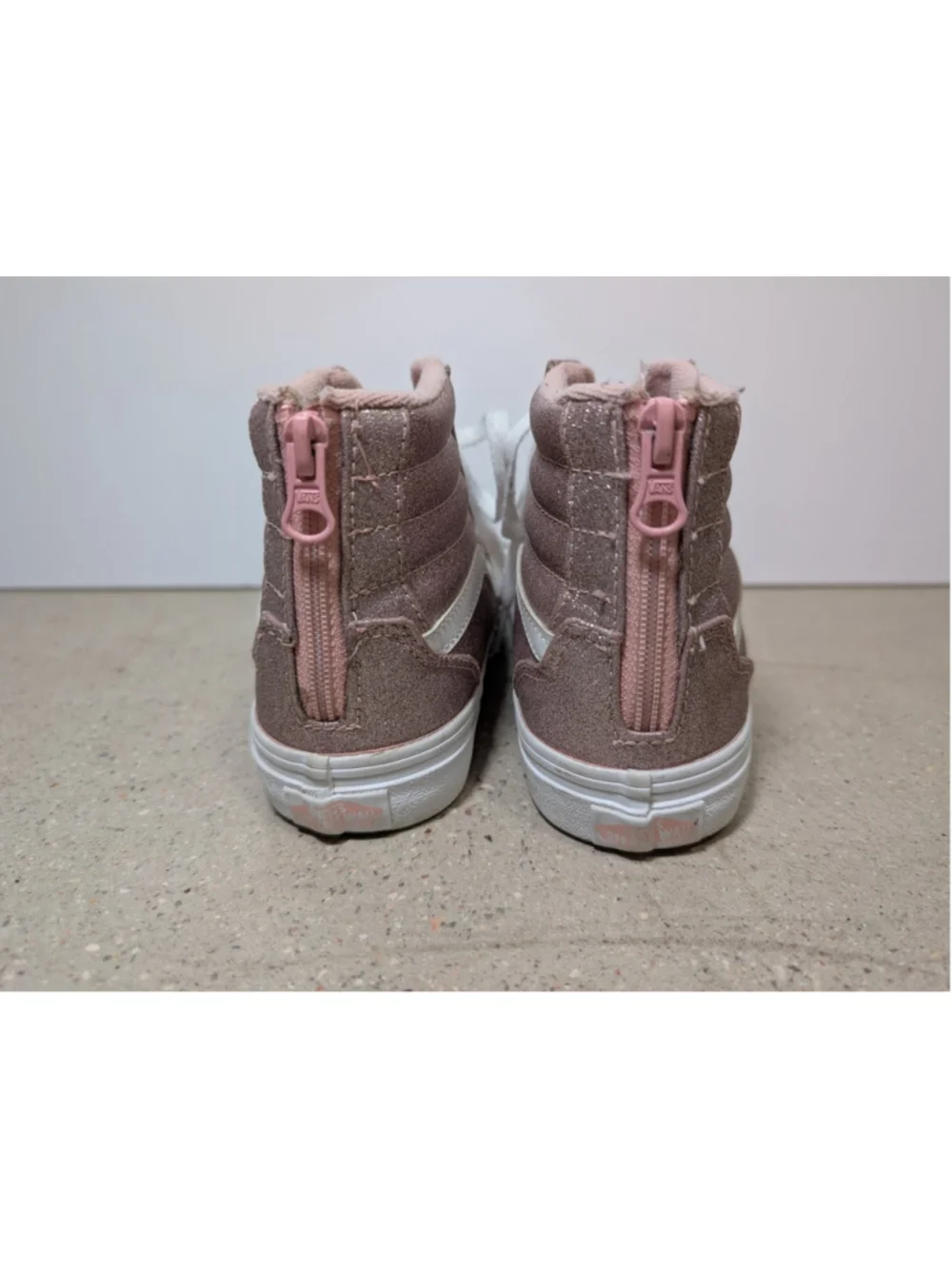 Vans High Tops Filmore Pink Glitter Zipper Youth Girls Size 3.5 Skate Shoes